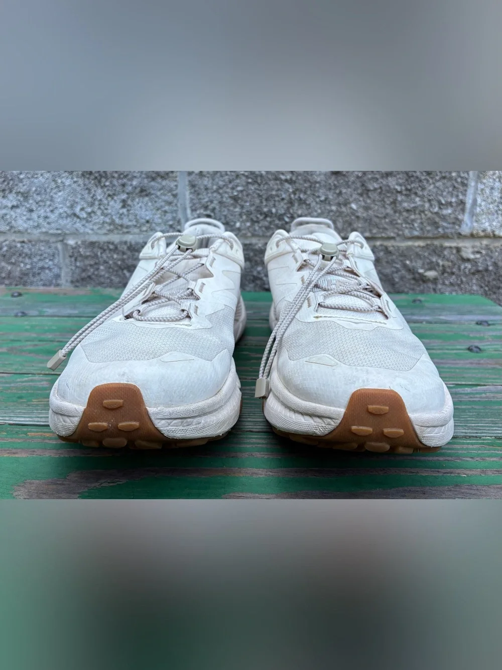 HOKA Womens Transport Running Walking Shoes Sneakers Eggnog Sz 10 B Vibram